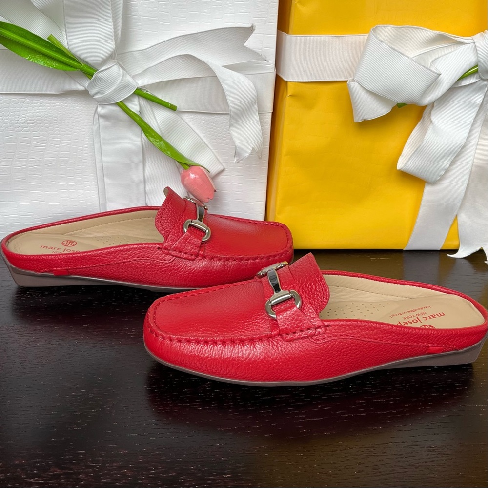 Marc Joseph Red Leather Mules